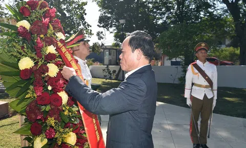 Phó Thủ tướng Trần Lưu Quang dâng hoa tưởng niệm Chủ tịch Hồ Chí Minh tại Thủ đô La Habana