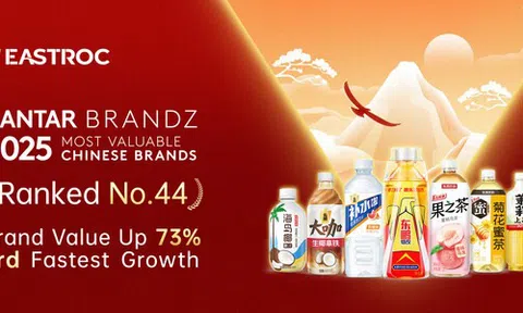 Đang dẫn đầu ngành về tốc độ tăng trưởng giá trị thương hiệu, đồ uống Đông Bằng xếp thứ 44 trong danh sách 100 Thương hiệu Trung Quốc Hàng đầu BRANDZ của Kantar.
