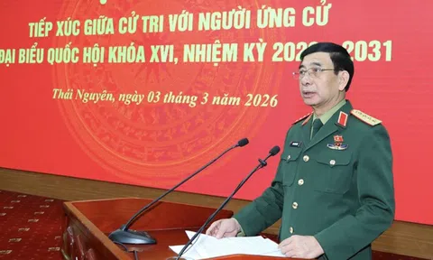 Đại tướng Phan Văn Giang tiếp xúc cử tri tại tỉnh Thái Nguyên