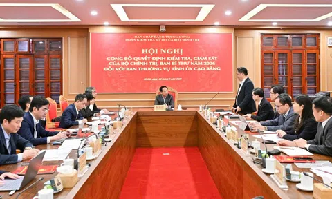 Công bố Quyết định kiểm tra, giám sát đối với Ban Thường vụ Tỉnh ủy Cao Bằng