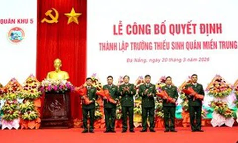 Thành lập Trường Thiếu sinh quân miền Trung, tuyển sinh trên địa bàn Quân khu 4 và 5