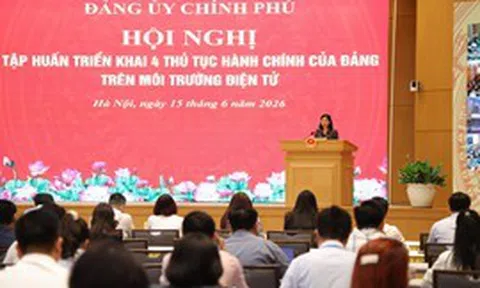 Đảng bộ Chính phủ triển khai 4 thủ tục hành chính của Đảng trên môi trường điện tử