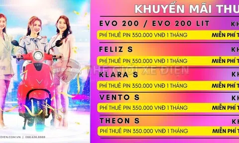 Chương trình khuyến mãi thuê pin xe máy điện Vinfast